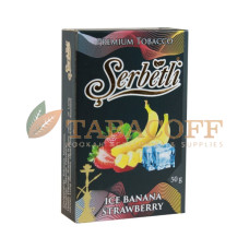 Табак для кальяна Serbetli Ice Strawberry Banana (Айс, Клубника, Банан) black pack 50 гр